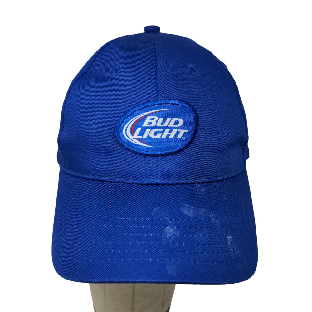Bud Light Mens Strapback Hat Blue Adjustable Embroidered Logo 100% Cotton